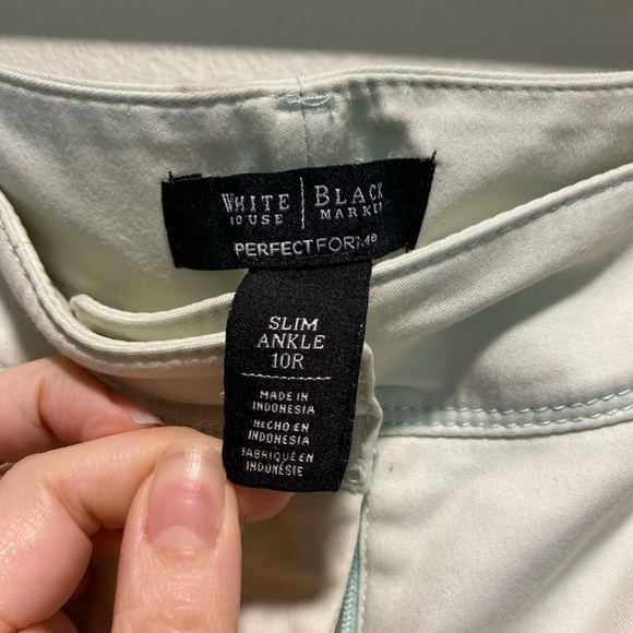WHITE HOUSE BLACK MARKET perfect form Slim Ankle Mint Color Pants 10 R - Picture 2 of 4